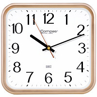 Compas 康巴丝 挂钟客厅 创意简约方形钟表石英钟表挂墙时钟 2548金色 25.5cm