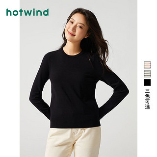 百亿补贴：hotwind 热风 春季新款女士时尚圆领打底针织衫韩版修身套头女上衣潮