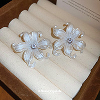 MOEFI 茉妃 925银针锆石夸张亚克力花朵耳环时尚设计感耳钉小众通勤气质 花朵耳环-白色