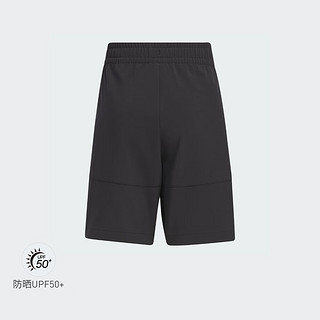 adidas拒水防泼防晒UPF50+拼接短裤男小童儿童夏季阿迪达斯轻运动 黑色 122CM