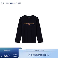 TOMMY HILFIGER24新款春夏童装简约字母刺绣打底衫T恤TH2412015 藏青色654 M/150cm