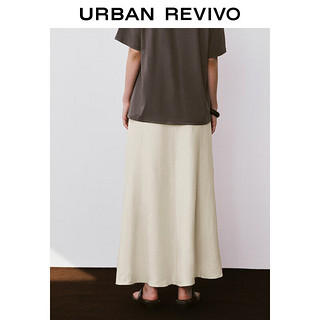 URBAN REVIVO 女装时尚优雅气质后腰松紧长款半裙 UWH540030 米白 XXS
