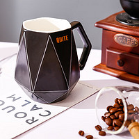 YUHANGCIYE 裕行 马克杯创意陶瓷创意咖啡杯大容量牛奶杯家用早餐杯黑线条纹杯