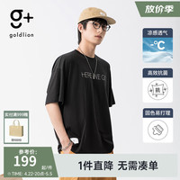 金利来g+【凉感/抗菌】春夏款短袖T恤男英文标语印花同款上衣GJ ETSEH853012-黑色-99 M