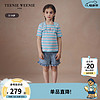 Teenie Weenie Kids小熊童装24夏季新款女童小清新舒适条纹短袖T恤