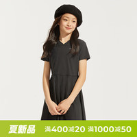 moodytiger女童连衣裙公主裙24夏季新款吸湿排汗透气弹力v领运动裙