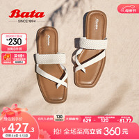 Bata外穿拖鞋女2024夏季商场新款百搭编织夹趾凉拖鞋ARP20BT4