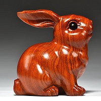 米囹 花梨木雕兔子摆件十二生肖装饰品