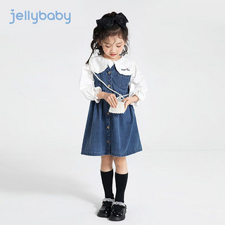 百亿补贴：JELLYBABY 杰里贝比女童背心连衣裙秋季新款女孩秋装儿童牛仔裙春秋宝宝裙子