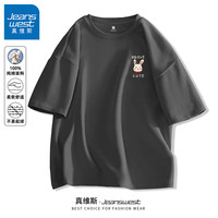 真维斯2024夏季美式复古潮牌短袖男学生情侣纯棉运动T恤街头中性GW