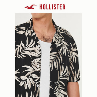 HOLLISTER24春夏美式宽松短袖热带风衬衫男女 KI325-4042 黑色印花 M (180/100A)