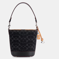 COACH 蔻驰 女士经典标志丹宁布DAKOTA 16号水桶包 CT132_LHBLK  LH/黑色