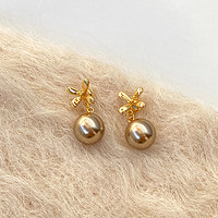 KOSE 高絲 法式輕奢感香檳色珍珠花朵耳釘女簡約精致時尚百搭耳環耳飾