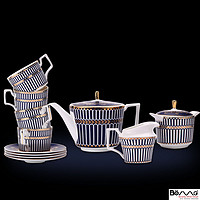 蓝耀金11头咖啡杯套装欧式茶具咖啡具骨瓷英式下午茶茶具红茶杯碟