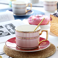 品来运 欧式咖啡杯碟套装陶瓷精致小奢华咖啡具高档办公室茶杯骨瓷水杯 神秘之约红 杯碟勺