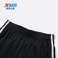 特步童装儿童运动休闲短裤夏季针织短裤中大童男童运动裤子 纯正黑 150cm