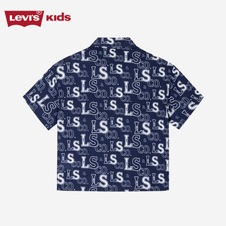 LEVI'S李维斯童装男童短袖衬衫夏季儿童休闲短袖上衣 深靛蓝 160/80 