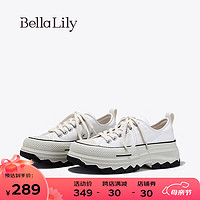 Bella Lily2024春季新款增高小众帆布鞋女透气小白鞋时尚松糕鞋子