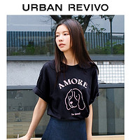 UR2024夏季新款女装时尚休闲趣味萌宠刺绣短袖T恤衫UWU440058