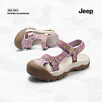 Jeep 吉普 厚底运动沙滩凉鞋女2024年夏季新款休闲户外防滑包头罗马凉鞋 紫色 38