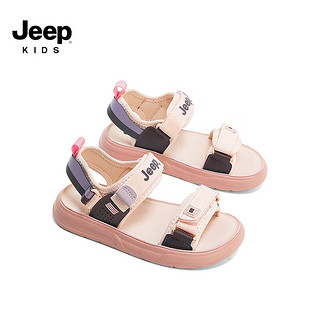 Jeep吉普男童凉鞋2024夏季透气软底中大童露趾防滑儿童运动沙滩鞋 魔丽粉 35码 鞋内长约22.5cm