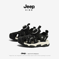 Jeep 吉普 女童沙滩鞋夏款软底防滑男童鞋子 黑色 31码 鞋内长约19.6cm