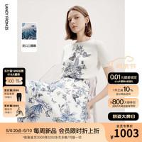 朗姿三醋酸薄款法式小香风短袖毛针织衫秋季2024新款气质上衣女 白色
