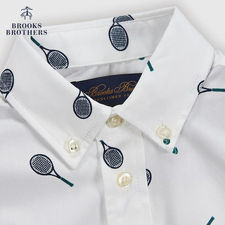 布克兄弟（BrooksBrothers）男童24春夏棉质球拍图案扣结领衬衫 1001-白色 8