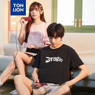 唐狮 TONLION情侣短袖T恤2024夏季新款印花简约休闲