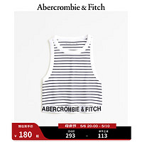 Abercrombie & Fitch 女装 24春夏 美式风辣妹 Logo 短款条纹背心 KI139-4422 白色条纹 S (165/92A)