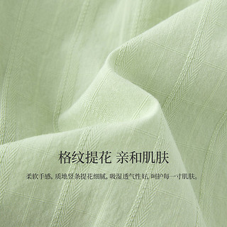 茵曼（INMAN）纯棉格纹提花衬衫2024夏季女装短袖A摆上衣 水绿色 S