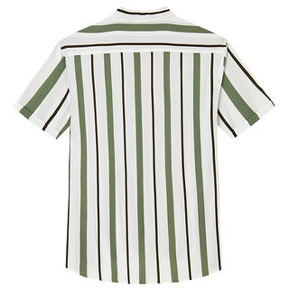 才子（TRIES）条纹绿色短袖衬衫男士2024夏季休闲薄款衬衣 绿色   XXL(180/96A)