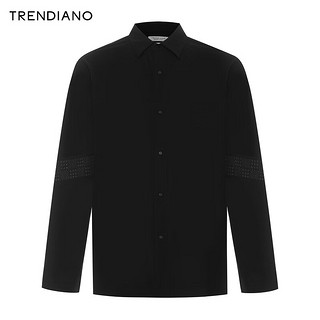 TRENDIANO四面弹衬衫型外套2024年春季冲孔设计宽松休闲开衫 黑色 S