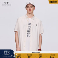 Teenie Weenie Men小熊男装休闲简约衬衫男士2024夏季新款翻领短袖外套