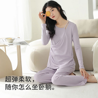 猫人（MiiOW）女士睡衣女春夏薄款棉质圆领套头女生可外穿家居服 紫色 M（16090110斤）