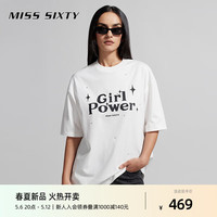 MISS SIXTY2024夏季T恤女慵懒落肩印花简约撞色字母高街休闲 白色 S