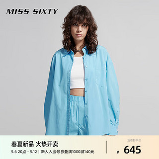 MISS SIXTY2024夏季衬衫女运动休闲风百搭上衣纯色长袖简约 蓝色 S