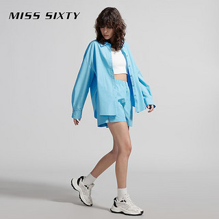 MISS SIXTY2024夏季衬衫女运动休闲风百搭上衣纯色长袖简约 蓝色 S
