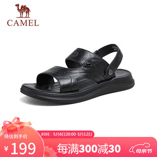 骆驼（CAMEL）软弹牛皮舒适凉拖两穿休闲商务凉鞋男士 G14M211633 黑色 44 