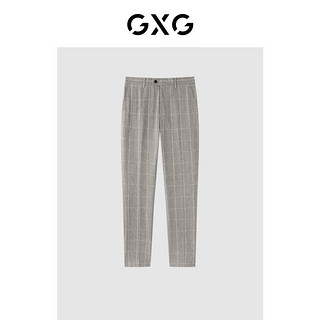 GXG奥莱 多色多款简约基础休闲裤男士合集 咖色格纹休闲裤GC114004I 185/XXL