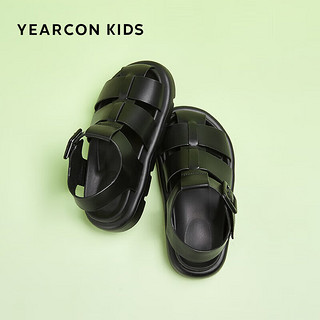 YEARCON 意尔康 童鞋24年夏季女童凉鞋包头防踢男童凉鞋防滑儿童凉鞋 黑色 29码