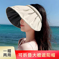mikibobo贝壳帽防晒帽遮脸遮阳防紫外线太阳帽大檐可折叠无顶帽AC