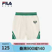 FILA【抗菌】斐乐儿童短裤2024夏小童婴童男女童针织五分裤 玉石白-WT 80