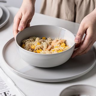 亿嘉陶瓷大沙拉碗盛菜碗家用陶瓷大号汤碗牛肉面碗7英寸面碗长岛系列
