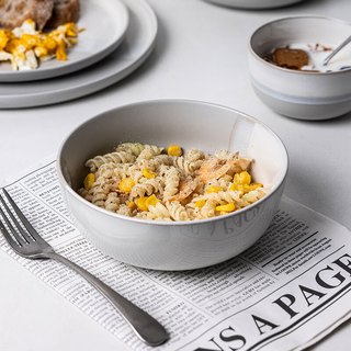 亿嘉陶瓷大沙拉碗盛菜碗家用陶瓷大号汤碗牛肉面碗7英寸面碗长岛系列