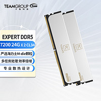 Team 十铨 EXPERT DDR5 7200MHz 台式机内存 马甲条 灯条 白色 48GB 24GBx2