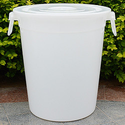诗欧莱 大号塑料桶加厚垃圾大水桶白色圆形带盖 白色 150L 直径60 高度68CM