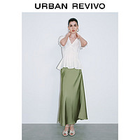URBAN REVIVO 女士摩登优雅垂感缎面鱼尾半身裙 UWG540041