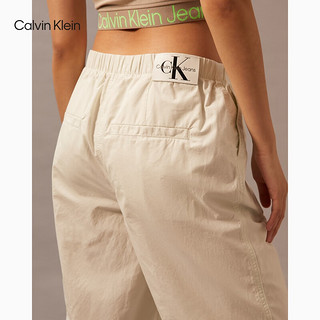 Calvin Klein Jeans24春夏女士松紧腰经典徽标工装风直筒休闲裤J223116 CGA-奶昔白 S