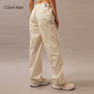 Calvin Klein Jeans24春夏女士松紧腰经典徽标工装风直筒休闲裤J223116 CGA-奶昔白 S